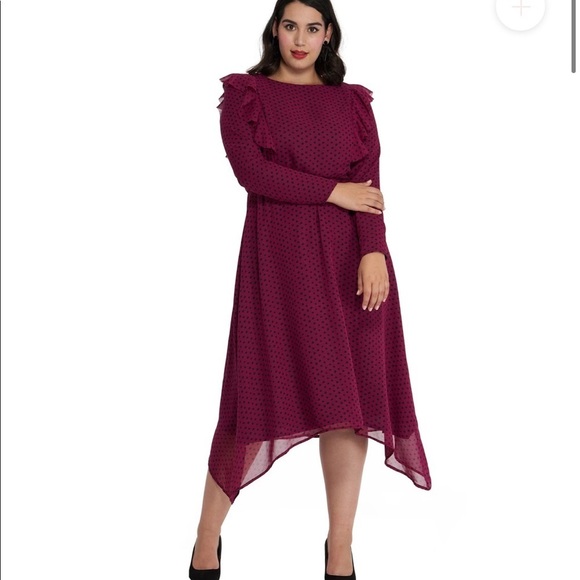 Wukogals Willow Chiffon Asymmetrical Dress Merlot - Picture 1 of 12